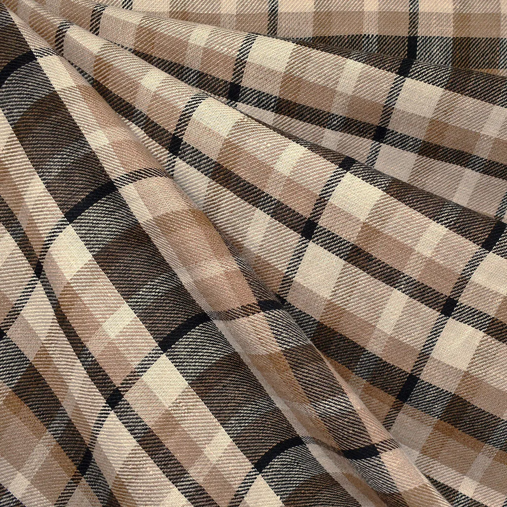 Timeless Plaid Linen Blend Shirting Taupe/Black