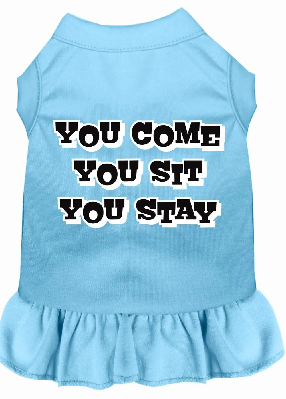 You Come, You Sit, You Stay Screen Print Dress Baby Blue Lg (14)